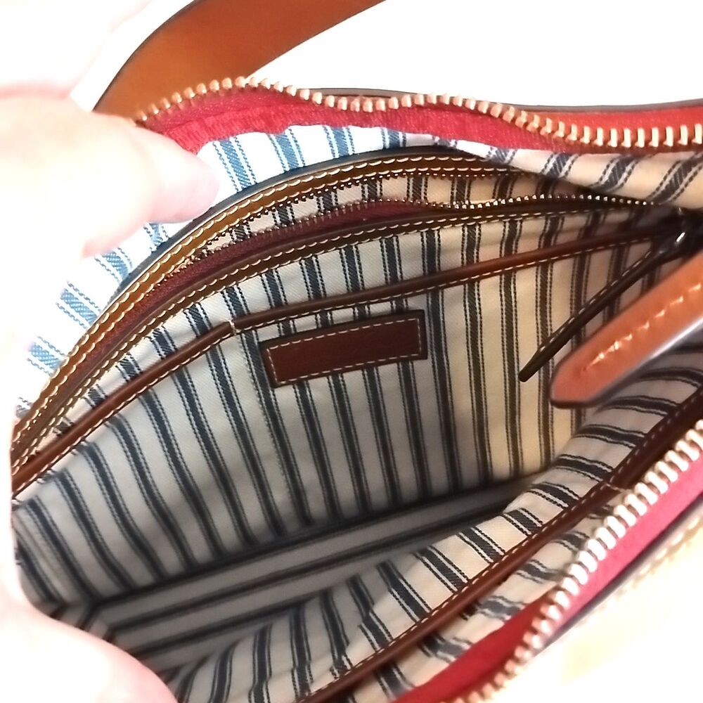 Dooney & Bourke Tan Shoulder Bag Pockets Zip Handbag Purse - Picture 8 of 10